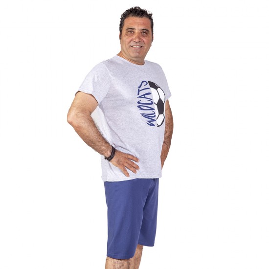 Σετ Ανδρική Πιτζάμα Κοντομάνικο Μπλουζάκι Με Βερμούδα Γκρι - Γαλάζιο Ραφ Ποδόσφαιρο Σετ Ανδρική Πιτζάμα Κοντομάνικο Μπλουζάκι Με Βερμούδα Γκρι - Γαλάζιο Ραφ Ποδόσφαιρο