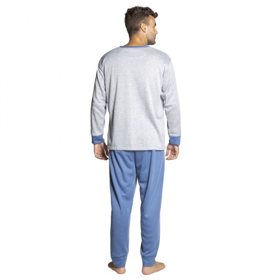 Πιτζάμα Ανδρική Plus Size Γκρι - Μπλε Ανοιχτό Με Ρίγες Πιτζάμα Ανδρική Plus Size Γκρι - Μπλε Ανοιχτό Με Ρίγες