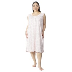 Γυναικείο Αμάνικο Νυχτικό Ροζ Με Μοτίβο Plus Size 