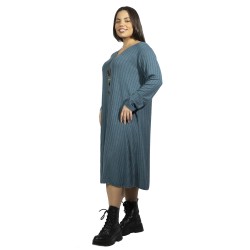 Γυναικείο Φόρεμα Ριπ Plus Size Πετρόλ Γυναικείο Φόρεμα Ριπ Plus Size Πετρόλ