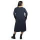 Γυναικείο Φόρεμα Ριπ Plus Size Μπλε Σκούρο Με Κολιέ Γυναικείο Φόρεμα Ριπ Plus Size Μπλε Σκούρο Με Κολιέ