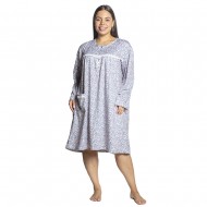 Γυναικείο Μακρυμάνικο Νυχτικό Plus Size Με Λουλουδάκια