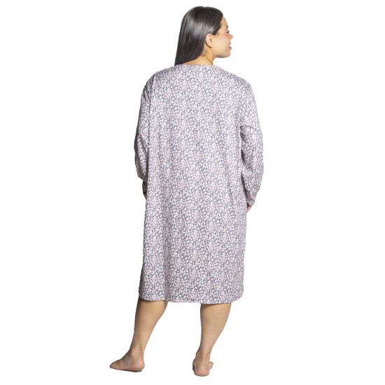 Γυναικείο Μακρυμάνικο Νυχτικό Plus Size Με Λουλουδάκια Γυναικείο Μακρυμάνικο Νυχτικό Plus Size Με Λουλουδάκια