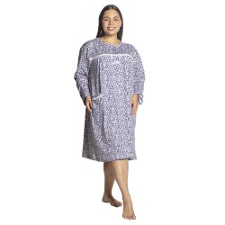 Γυναικείο Μακρυμάνικο Νυχτικό Plus Size Με Λουλουδάκια Γυναικείο Μακρυμάνικο Νυχτικό Plus Size Με Λουλουδάκια