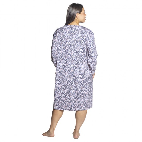 Γυναικείο Μακρυμάνικο Νυχτικό Plus Size Με Λουλουδάκια Γυναικείο Μακρυμάνικο Νυχτικό Plus Size Με Λουλουδάκια