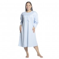 Γυναικείο Μακρυμάνικο Νυχτικό Plus Size Γαλάζιο Με Κουμπιά Γυναικείο Μακρυμάνικο Νυχτικό Plus Size Γαλάζιο Με Κουμπιά