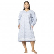 Γυναικείο Μακρυμάνικο Νυχτικό Plus Size Γαλάζιο Πουά Γυναικείο Μακρυμάνικο Νυχτικό Plus Size Γαλάζιο Πουά