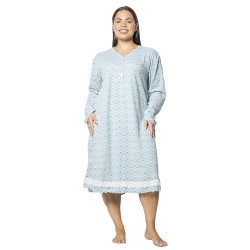 Γυναικείο Μακρυμάνικο Νυχτικό Plus Size Βεραμάν Πουά