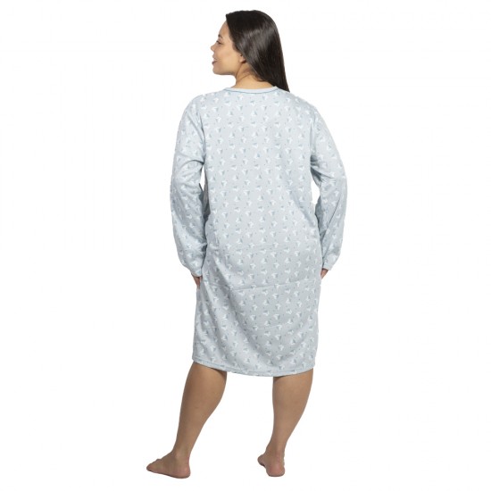 Γυναικείο Μακρυμάνικο Νυχτικό Plus Size Βεραμάν Με Καρδούλες Γυναικείο Μακρυμάνικο Νυχτικό Plus Size Βεραμάν Με Καρδούλες