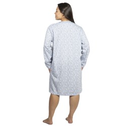 Γυναικείο Μακρυμάνικο Νυχτικό Plus Size Γαλάζιο Με Καρδούλες Γυναικείο Μακρυμάνικο Νυχτικό Plus Size Γαλάζιο Με Καρδούλες