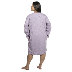 Γυναικείο Μακρυμάνικο Νυχτικό Plus Size Μοβ Με Καρδούλες Γυναικείο Μακρυμάνικο Νυχτικό Plus Size Μοβ Με Καρδούλες