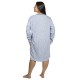Γυναικείο Μακρυμάνικο Νυχτικό Plus Size Γαλάζιο Με Καρδούλες