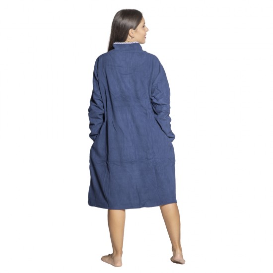 Γυναικεία Ρόμπα Plus Size Μπλε Σκούρο Με Φερμουάρ Γυναικεία Ρόμπα Plus Size Μπλε Σκούρο Με Φερμουάρ