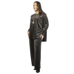 Γυναικείο Σετ Παντελόνι - Μπλούζα Βελούδο Plus Size Μαύρο Γυναικείο Σετ Παντελόνι - Μπλούζα Βελούδο Plus Size Μαύρο
