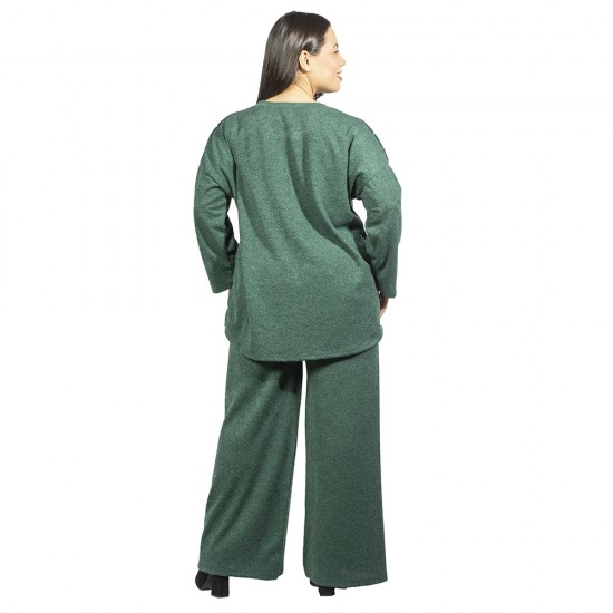 Γυναικείο Σετ Παντελόνι - Μπλούζα Plus Size Χακί Με Παγέτες Γυναικείο Σετ Παντελόνι - Μπλούζα Plus Size Χακί Με Παγέτες