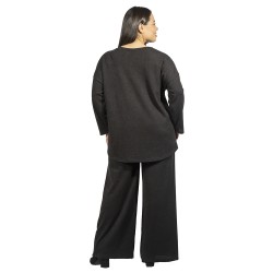 Γυναικείο Σετ Παντελόνι - Μπλούζα Plus Size Μαύρο Με Παγέτες Γυναικείο Σετ Παντελόνι - Μπλούζα Plus Size Μαύρο Με Παγέτες
