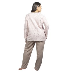 Πιτζάμα Γυναικεία Plus Size Ροζ Πουά Με Καρδούλες