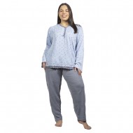 Πιτζάμα Γυναικεία Plus Size Γαλάζιο Πουά Με Καρδούλες Πιτζάμα Γυναικεία Plus Size Γαλάζιο Πουά Με Καρδούλες