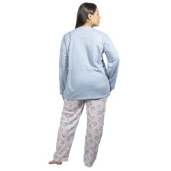 Πιτζάμα Γυναικεία Plus Size Γαλάζιο Με Καρδούλες