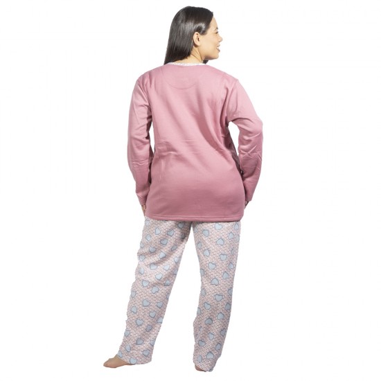 Πιτζάμα Γυναικεία Plus Size Ροζ Με Καρδούλες Πιτζάμα Γυναικεία Plus Size Ροζ Με Καρδούλες