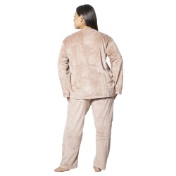 Πιτζάμα Γυναικεία Plus Size Βελούδο Μπεζ Με Πιγκουίνο