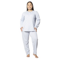 Πιτζάμα Γυναικεία Plus Size Γαλάζιο Με Καρδούλες