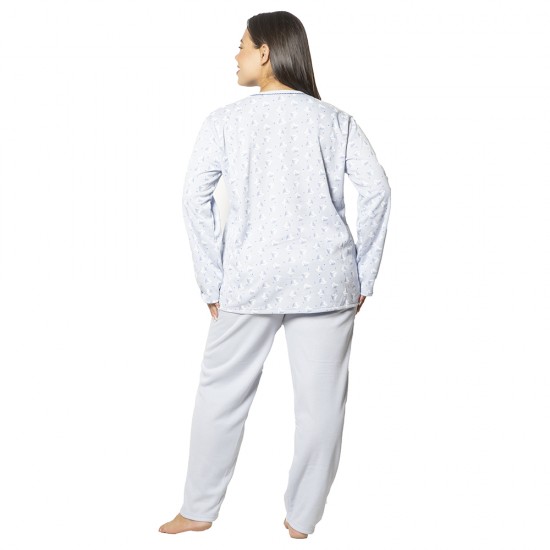 Πιτζάμα Γυναικεία Plus Size Γαλάζιο Με Καρδούλες Πιτζάμα Γυναικεία Plus Size Γαλάζιο Με Καρδούλες