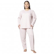 Πιτζάμα Γυναικεία Plus Size Ροζ Με Καρδούλες Πιτζάμα Γυναικεία Plus Size Ροζ Με Καρδούλες