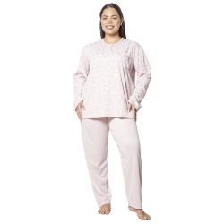 Πιτζάμα Γυναικεία Plus Size Ροζ Με Καρδούλες