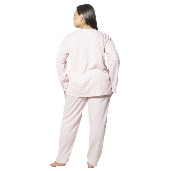 Πιτζάμα Γυναικεία Plus Size Ροζ Με Καρδούλες Πιτζάμα Γυναικεία Plus Size Ροζ Με Καρδούλες