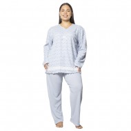 Πιτζάμα Γυναικεία Plus Size Γαλάζιο Πουά