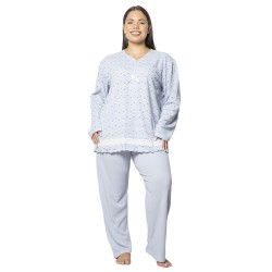 Πιτζάμα Γυναικεία Plus Size Γαλάζιο Πουά