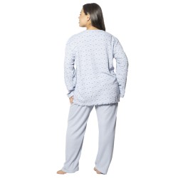 Πιτζάμα Γυναικεία Plus Size Γαλάζιο Πουά