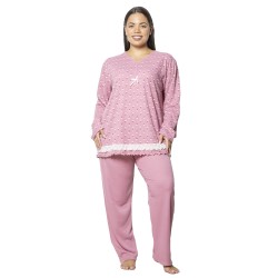 Πιτζάμα Γυναικεία Plus Size Ροζ Πουά