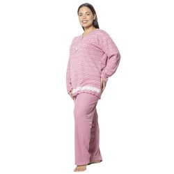 Πιτζάμα Γυναικεία Plus Size Ροζ Πουά