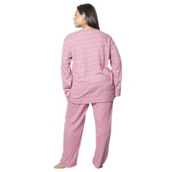 Πιτζάμα Γυναικεία Plus Size Ροζ Πουά