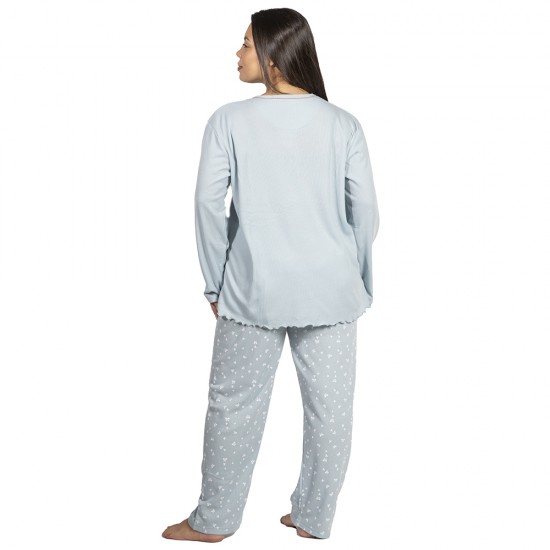 Πιτζάμα Γυναικεία Plus Size Βεραμάν Με Καρδούλες Πιτζάμα Γυναικεία Plus Size Βεραμάν Με Καρδούλες