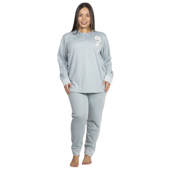 Πιτζάμα Γυναικεία Plus Size Βεραμάν Με Γατούλα Πιτζάμα Γυναικεία Plus Size Βεραμάν Με Γατούλα