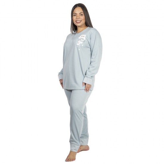 Πιτζάμα Γυναικεία Plus Size Βεραμάν Με Γατούλα Πιτζάμα Γυναικεία Plus Size Βεραμάν Με Γατούλα