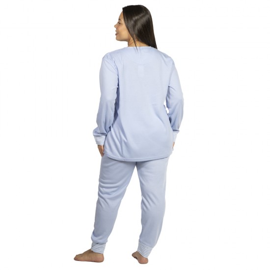 Πιτζάμα Γυναικεία Plus Size Γαλάζιο Με Γατούλα Πιτζάμα Γυναικεία Plus Size Γαλάζιο Με Γατούλα