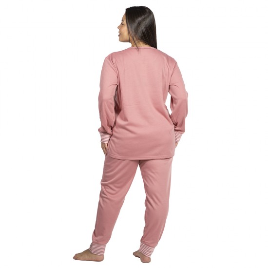 Πιτζάμα Γυναικεία Plus Size Ροζ Με Γατούλα Πιτζάμα Γυναικεία Plus Size Ροζ Με Γατούλα