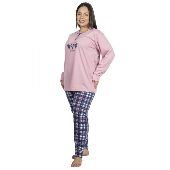 Πιτζάμα Γυναικεία Plus Size Ροζ - Καρό Με Καρδούλες Πιτζάμα Γυναικεία Plus Size Ροζ - Καρό Με Καρδούλες