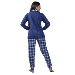 Πιτζάμα Γυναικεία Fleece Με Φερμουάρ Μπλε Σκούρο - Καρό