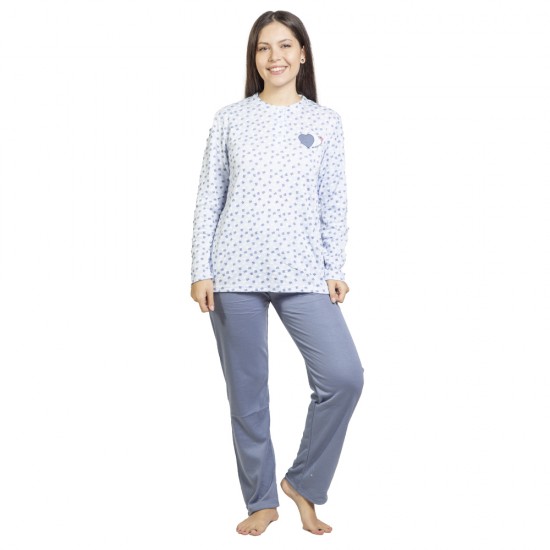 Πιτζάμα Γυναικεία Γκρι Με Σχέδιο Καρδιά Πιτζάμα Γυναικεία Γκρι Με Σχέδιο Καρδιά