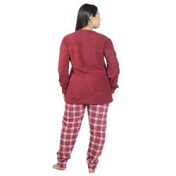 Πιτζάμα Γυναικεία  Fleece Κόκκινο Με Σχέδιο Καρδούλες