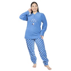 Πιτζάμα Γυναικεία  Fleece Γαλ΄άζιο Πουά Με Σχέδιο Ομπρέλα