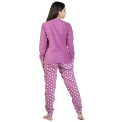 Πιτζάμα Γυναικεία  Fleece Λιλά Με Σχέδιο Φεγγάρι
