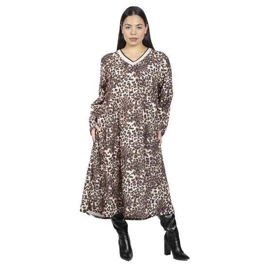 Γυναικείο Φόρεμα Plus Size Λεοπάρ Γυναικείο Φόρεμα Plus Size Λεοπάρ