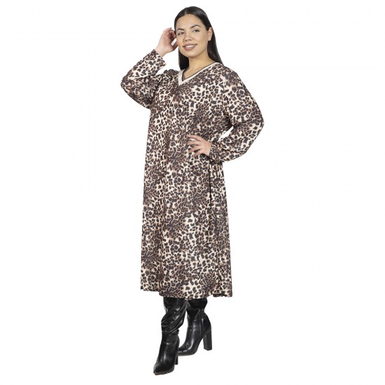 Γυναικείο Φόρεμα Plus Size Λεοπάρ Γυναικείο Φόρεμα Plus Size Λεοπάρ