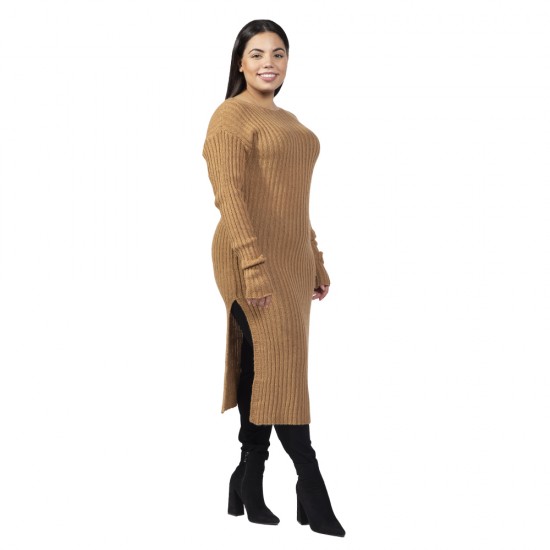 Γυναικείο Φόρεμα Πλεκτό Plus Size Μπεζ Γυναικείο Φόρεμα Πλεκτό Plus Size Μπεζ
